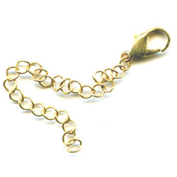 6x12mm Goldtone Metal Lobster Claw CLASP with 3" Chain Extension