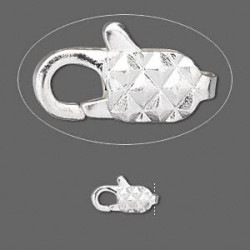11mm Silver Plated Brass, Diamond Pattern, Lobster Claw CLASP