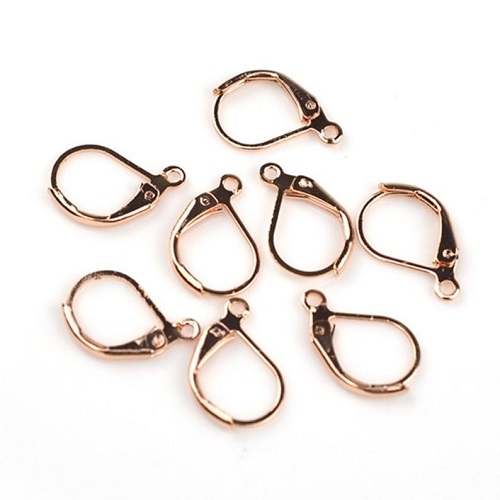 10x15mm Plated Brass with Bottom Loop LEVERBACK Earrings Components - Rose Gold