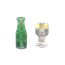 15mm & 20mm Lampwork Glass CHAMPAIGN Bottle & Glass Beads