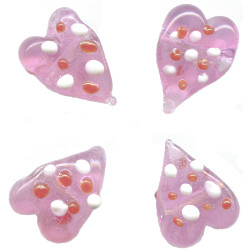 14x16mm Lampwork Glass Funky Pink HEART Beads