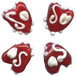 14x16mm Lampwork Glass Funky Red HEART Beads