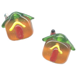 12x15mm Lampwork Glass GINGER BREAD HOUSE Beads