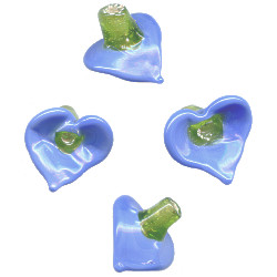 20mm *BLUE LILY* Sculpted Lampwork Flower Beads