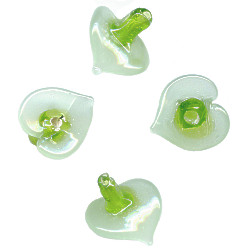 20mm *GREEN LILY* Sculpted Lampwork Flower Beads