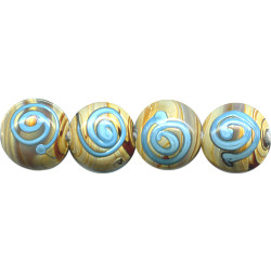 16mm *TURQUOISE TOFFEE SPIRAL* Lampwork LENTIL Beads