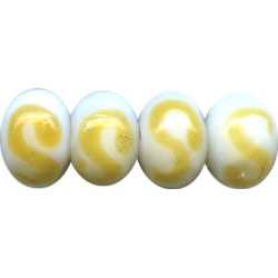 7x10mm White & Caramel Swirl Lampwork RONDELL / SPACER Beads