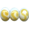 7x10mm White & Caramel Swirl Lampwork RONDELL / SPACER Beads