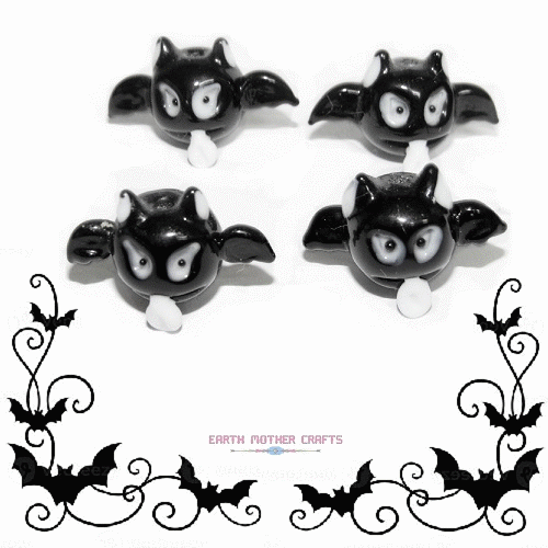 15x22mm Lampwork Art Glass Bratty BAT Beads