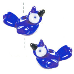 20mm to 22mm Lampwork Glass BLUE JAY Beads