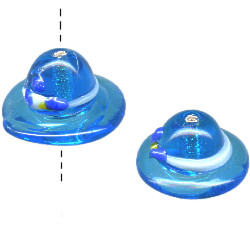 12x18mm Lampwork Glass Transparent Blue Floral BONNET Beads