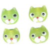 10x11mm Lampwork Glass Green CAT FACE Beads