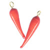 7x26mm Lampwork Glass Red CHILI PEPPER Charm Beads w/Bail ~ Linda Kanazaki
