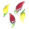 7x18mm Lampwork Glass Mini Red & Yellow CHILI PEPPER Charm Beads