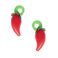 6x16mm Lampwork Glass Mini Red CHILI PEPPER Charm Beads