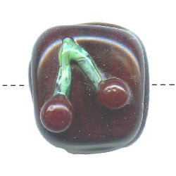 15x15mm *Cherries* Lampwork Chocolate Bead ~ Karen Halls