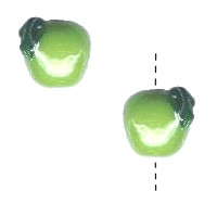 12mm Lampwork Glass Green APPLE Beads