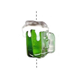 18x20mm Lampwork Glass GREEN BEER MUG Bead