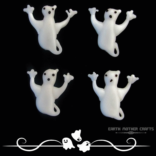 20x20mm Lampwork Glass Halloween GHOST Bead
