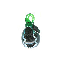 10x18mm Lampwork Glass Dark Green MELON Charm Bead