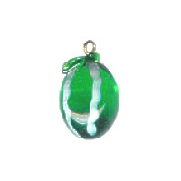 13x19mm Lampwork Glass Green MELON Charm Bead ~ with Bail