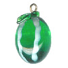 13x19mm Lampwork Glass Green MELON Charm Bead ~ with Bail