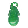 8x22mm Lampwork Glass Green PEAR Charm Bead