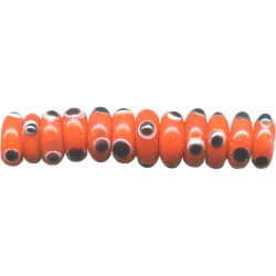 4x8mm Lampwork Glass Black & Orange Bumpy RONDELL Beads