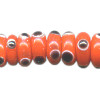4x8mm Lampwork Glass Black & Orange Bumpy RONDELL Beads