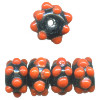 8x19mm Orange Dots on Black Lampwork Bumpy RONDELL Beads