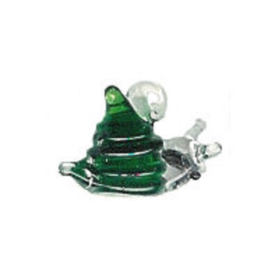 16x22mm Lampwork Glass SNAIL Charm Bead ~ Green