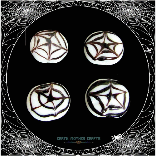 20x16x8mm Lampwork Art Glass Black on White SPIDER WEB Tabular Beads