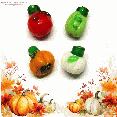 12x13mm Lampwork Glass Mixed PUMPKIN/SQUASH Beads