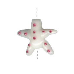 26x26mm Lampwork Glass White & Pink STARFISH Bead