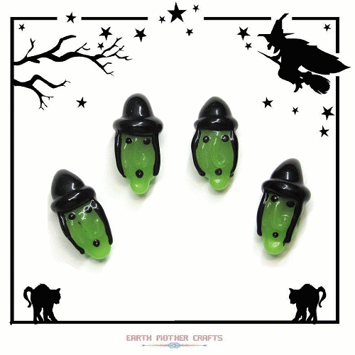 12x28mm Lampwork Glass Halloween WITCH Bead