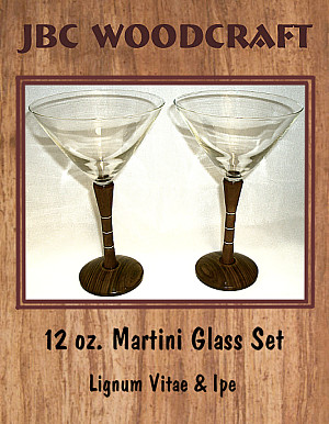 Lignum Vitae & Ipe 12 oz. Martini Glass Set ~ JBC Woodcraft®