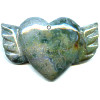 35x50mm Moss Agate WINGED HEART Pendant/Focal Bead