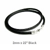 22" x 4mm Leather CORD NECKLACE, Black with Stainless Steel Lobster Claw Clasp