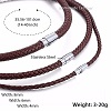 22" x 4mm Braided Faux Leather CORD NECKLACE, Brown with Stainless Steel Magnetic Twist Clasp