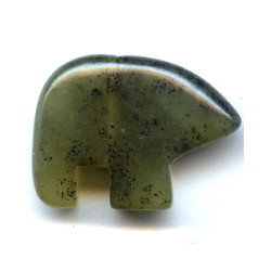 20x24mm Nephrite Jade (Natural) Zuni-Style BEAR Fetish Bead