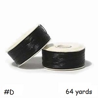 NYMO® Nylon Monocord BEADING THREAD, Size #D, 64 yrds Bobbin: Black
