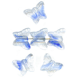 13x15mm Crystal & Blue Givre Pressed Glass BUTTERFLY Beads