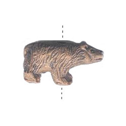15x28mm Hand Painted Peruvian Ceramic Grizzly/Brown BEAR Bead