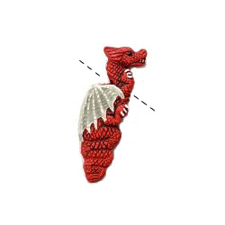 8x18mm Hand Painted Peruvian Ceramic Red DRAGON Beads
