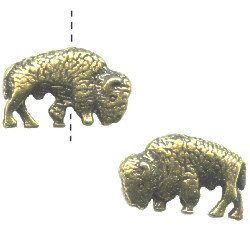 10x16mm Antiqued Brass Finish Pewter 3-D BUFFALO / BISON Beads