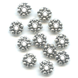 2.5x6mm Lead-Safe Antiqued Pewter Floral DISC / SPACER Beads