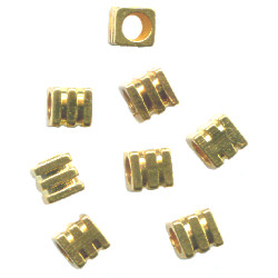 3x4mmm Goldtone Pewter Corrugated CUBE Beads