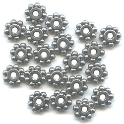 2x6mm Lead-Safe Antiqued Pewter Studded DISC / SPACER Beads