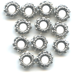 3x6mm Lead-Safe Antiqued Pewter Studded Rope DISC / SPACER Beads