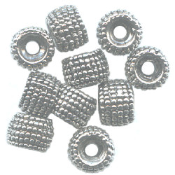 5x7mm Lead-Safe Antiqued Pewter Textured CYLINDER / DRUM Beads